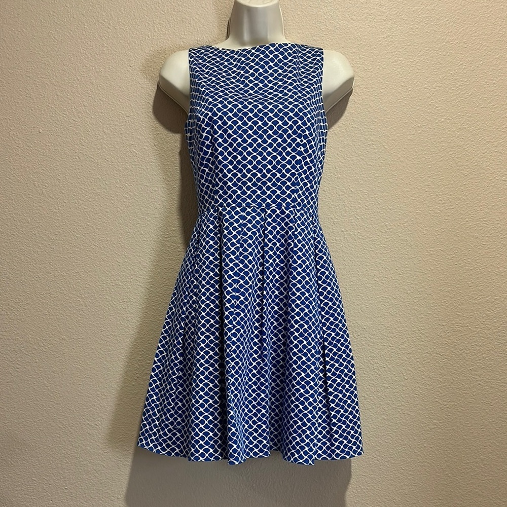 CYNTHIA STEFFE Geometric Print Fit and Flare Sleeveless Dress, Size 2, EUC